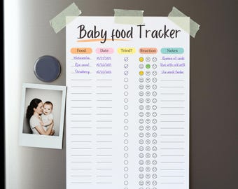 Baby Food Tracker Printable, Baby's First Food Checklist, Baby Food Log, Baby daily log, new born feeding tracker, baby weaning chart