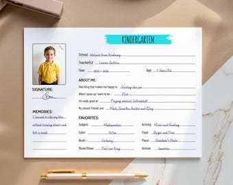 Memory Box Starter Kit, Editable Memory Box Questionnaire, File Cover Pages Baby School Keepsake Box, Printable Kids Interview Questions