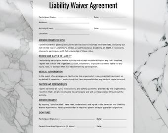 Liability Waiver Agreement. Release of Liability Template. Printable Release of Liability Contract. Liability Insurance Form. Liability PDF