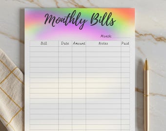 Bill Tracker, Monthly Bill Log, Bill Planner, Bill Management, Bill Payment Checklist, Bill Payment Tracker, Printable Bill Pay Organizer