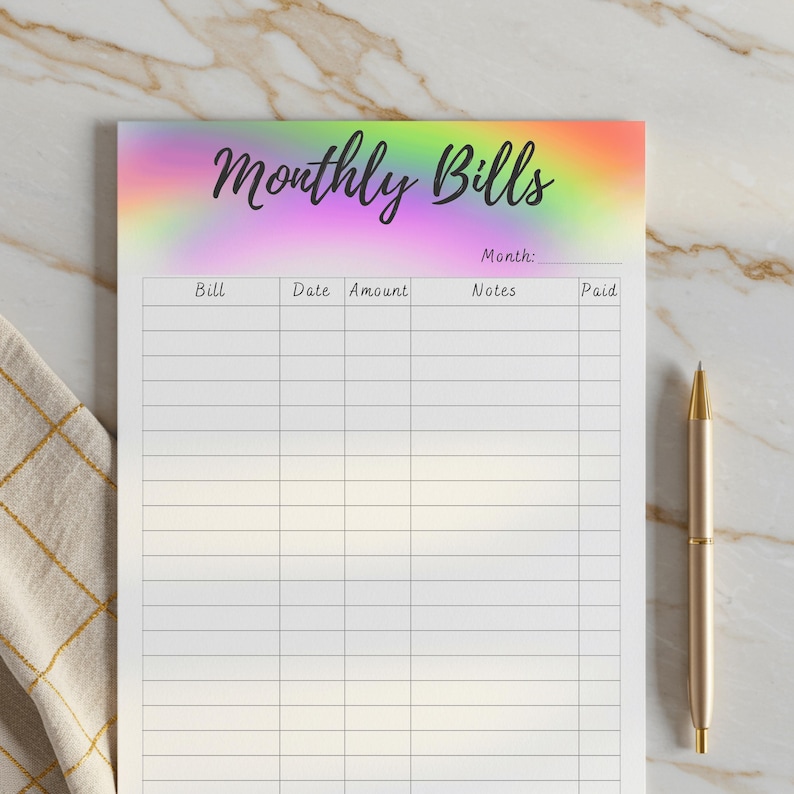 Bill Tracker, Monthly Bill Log, Bill Planner, Bill Management, Bill Payment Checklist, Bill Payment Tracker, Printable Bill Pay Organizer image 1