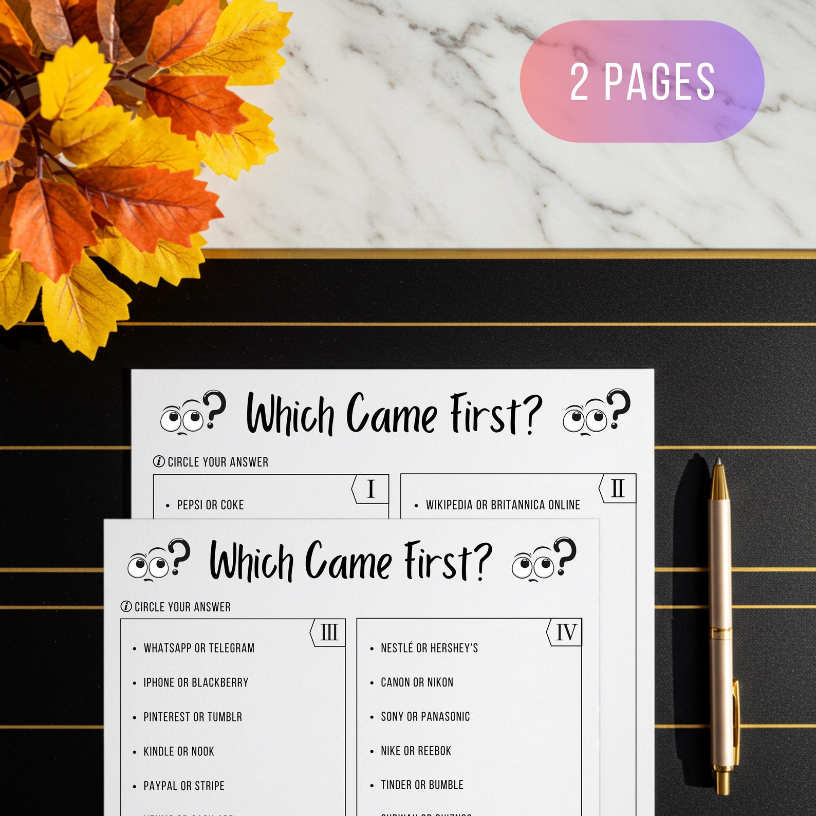 Which Came First Trivia Game, Summer Printable Quiz, Fun Party Game ...