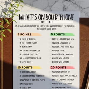 What&#39;s On Your Phone, Printable Office Party Icebreaker Game, Fun Team Building Trivia for Work, Birthdays & Family Reunions, Family Reunion