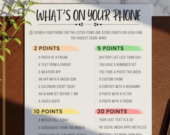 What's On Your Phone, Printable Office Party Icebreaker Game, Fun Team Building Trivia for Work, Birthdays & Family Reunions, Family Reunion