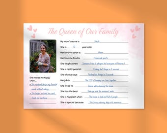 All About My Mom. All About My Mom Coloring Page Questionnaire. Printable Mother's Day Gift. Mothers Day Craft for Kids. Activity Sheet PDF