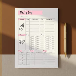 Baby Tagebuch. Säugling Tagebuch. Ausdruckbares Nanny Log. Babysitter-Buchstaben. Neugeborenen-Tracker. Babysitterrapport. Kita-Beitrag. Säuglingspflege.