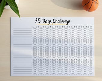Printable 75 Days Challenge Tracker, 75 Day Tracker, 75 Day Checklist, 75 Day Printable, 75 Soft Challenge, Habit Tracker, 75 soft tracker,