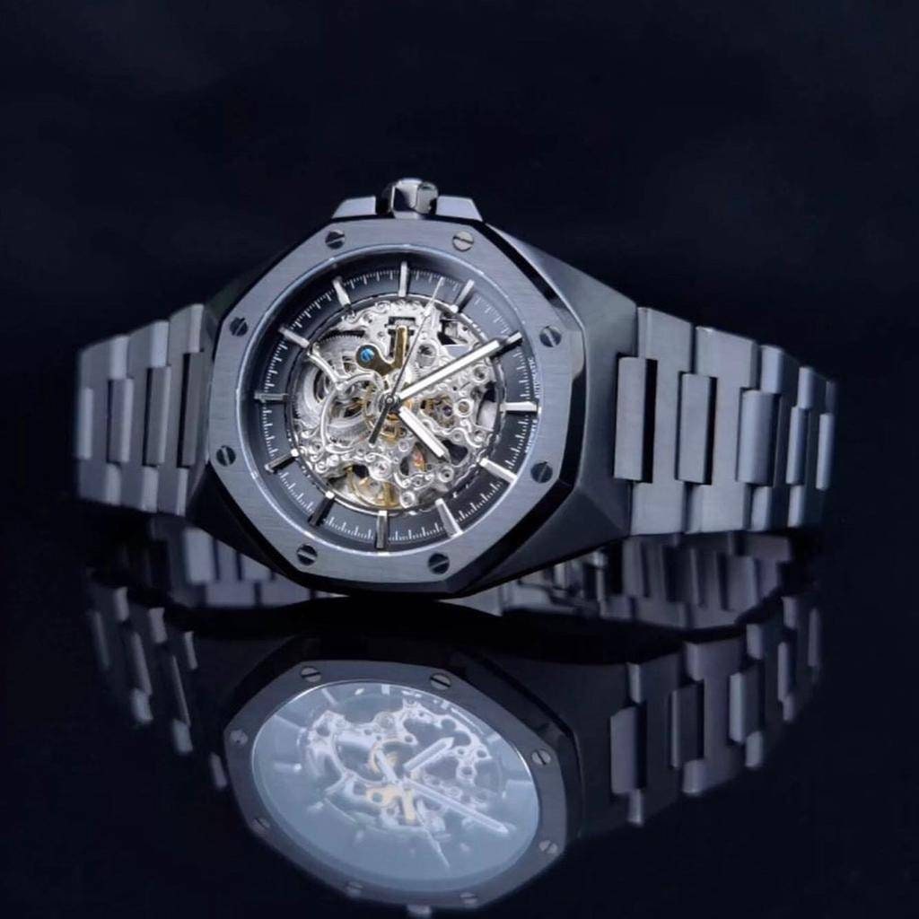 Montre automatique mouvement squelette ultra design waterproof