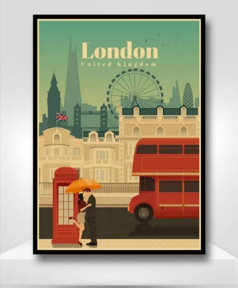 Affiche Ville Vintage - Londres, Paris, Sydney, Prague et Moscou.