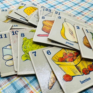 Tablero o cartas de juego de lotería de comida para niños