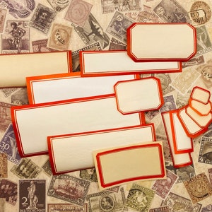 Dennison Red-Bordered Gummed Labels (13 pcs)