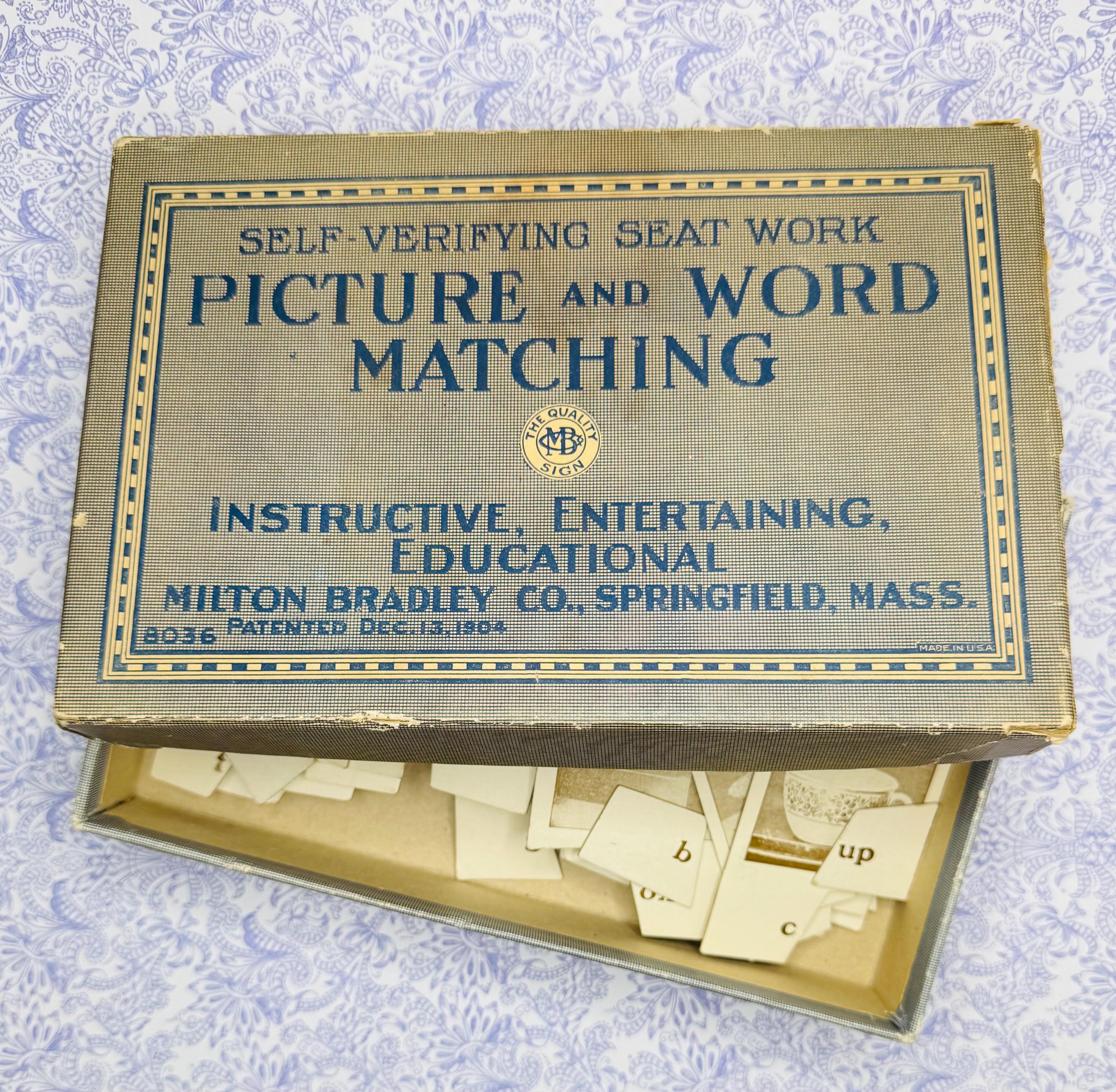 1913 Milton Bradley Picture and Word Matching Cards - Etsy