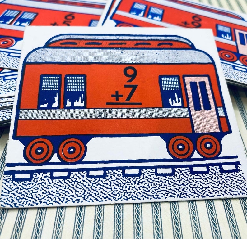 Train Car Math Flash Card - Etsy