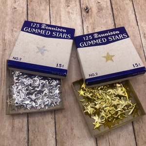 Dennison Gummed Foil Star Seals - Multiple Sizes, Colors