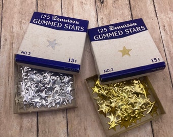 Dennison Gummed Foil Star Seals - Multiple Sizes, Colors