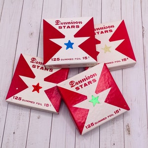 Dennison Gummed Foil Star Seals - 5 Colors