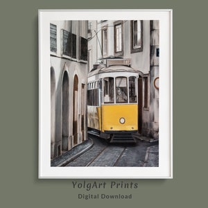 Tranvía De Lisboa, Dibujo De Lisboa Para Imprimir, Dibujo Para Descargar, Lámina de Lisboa Descargable, Poster Digital De Lisboa