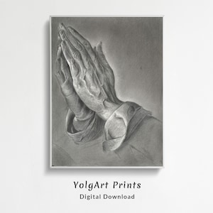 Albrecht Durer Print, Praying Hands Durer Print, Hand drawn Sketches, Religious Painting, Praying Hands Drawing
