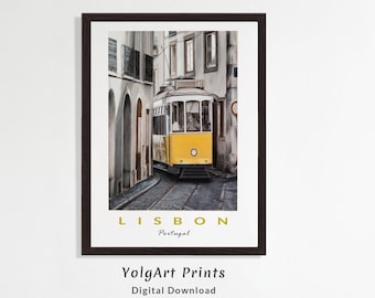 Lisbon Tram Print: Black and White Pastel Drawing (Digital Download)