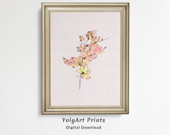 Dibujo de Flores para Decorar la Cocina, Dibujo Minimalista Imprimible, Póster de Flor Minimalista, Cuadro de Flor para la Entrada