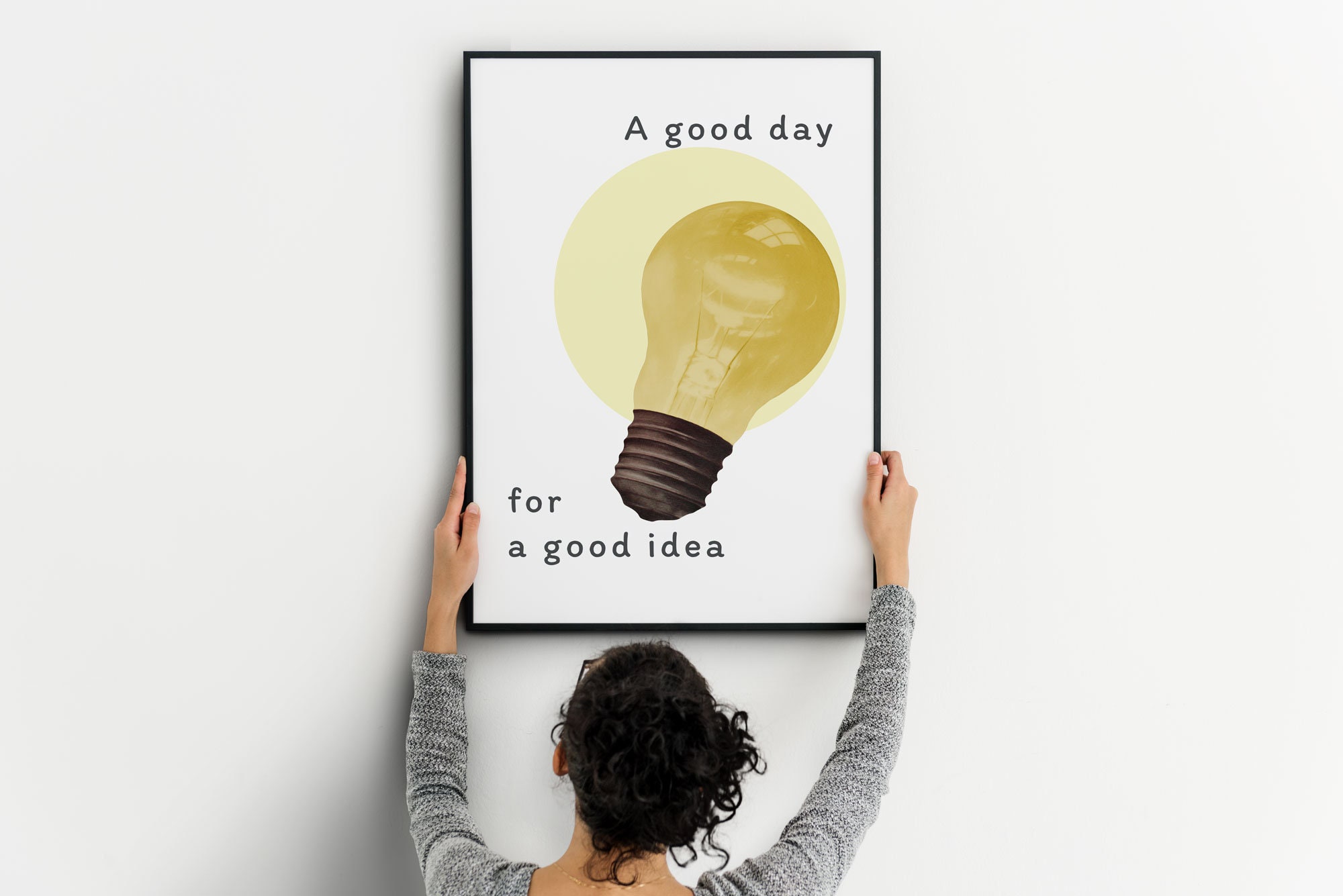 Light Bulb Motivational Quote Art: Yellow Office Decor (digital Print) -  Etsy, image size:2000x1335