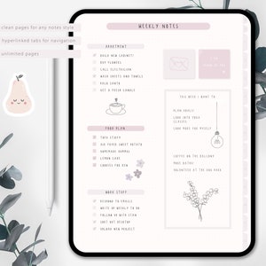 Minimalist Digital Notebook with 12 Hyperlinked Tabs and Interactive Paper Menu - Multiple Colors