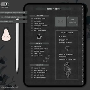 Digital Minimalist Notebook with 12 Hyperlinked Tabs and Interactive Paper Menu - Dark Mode