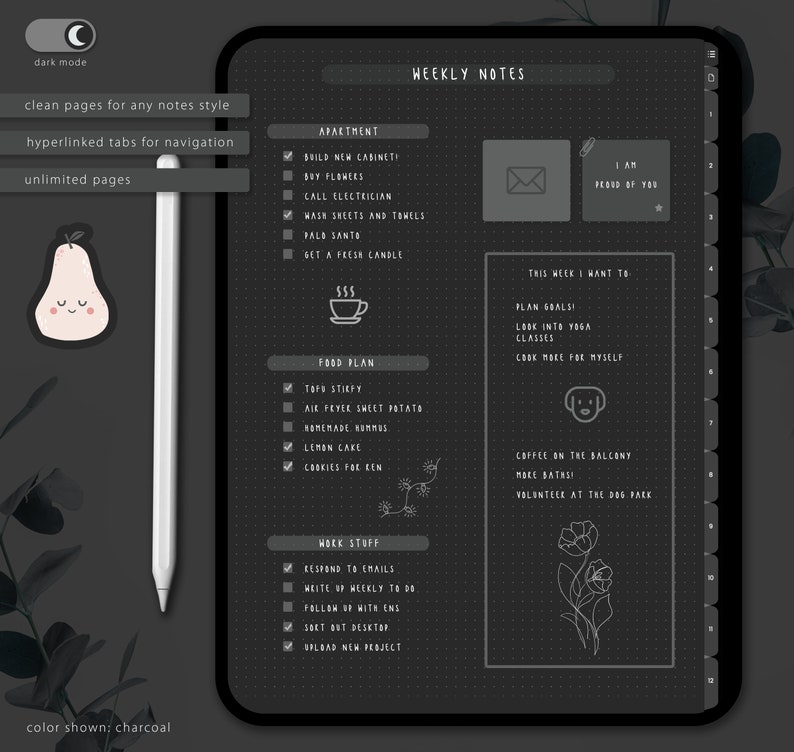 Minimalist Digital Notebook With 12 Hyperlinked Tabs and Etsy