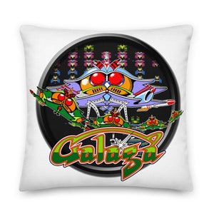 GALAGA | Retro Game Premium Pillow | Double Sided