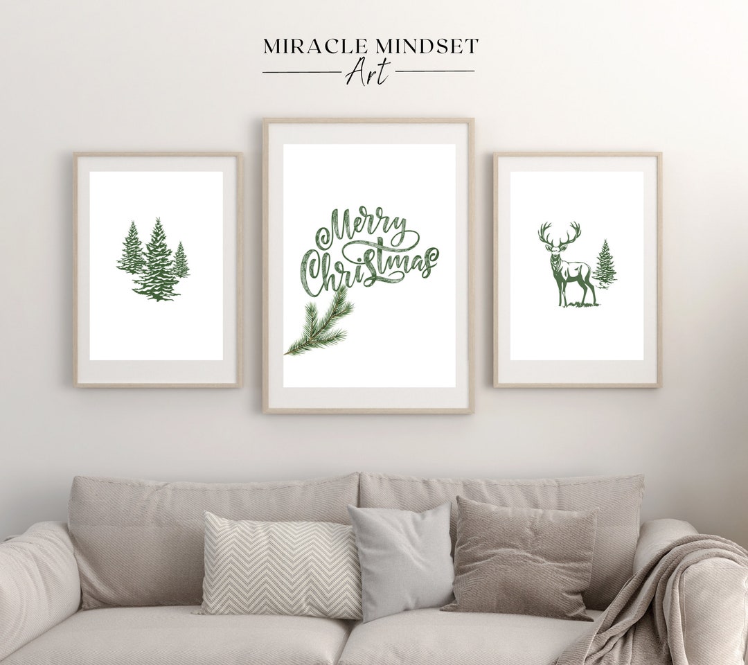 Christmas Print Minimalist Set 3 Poster Gallery Set Merry Christmas ...