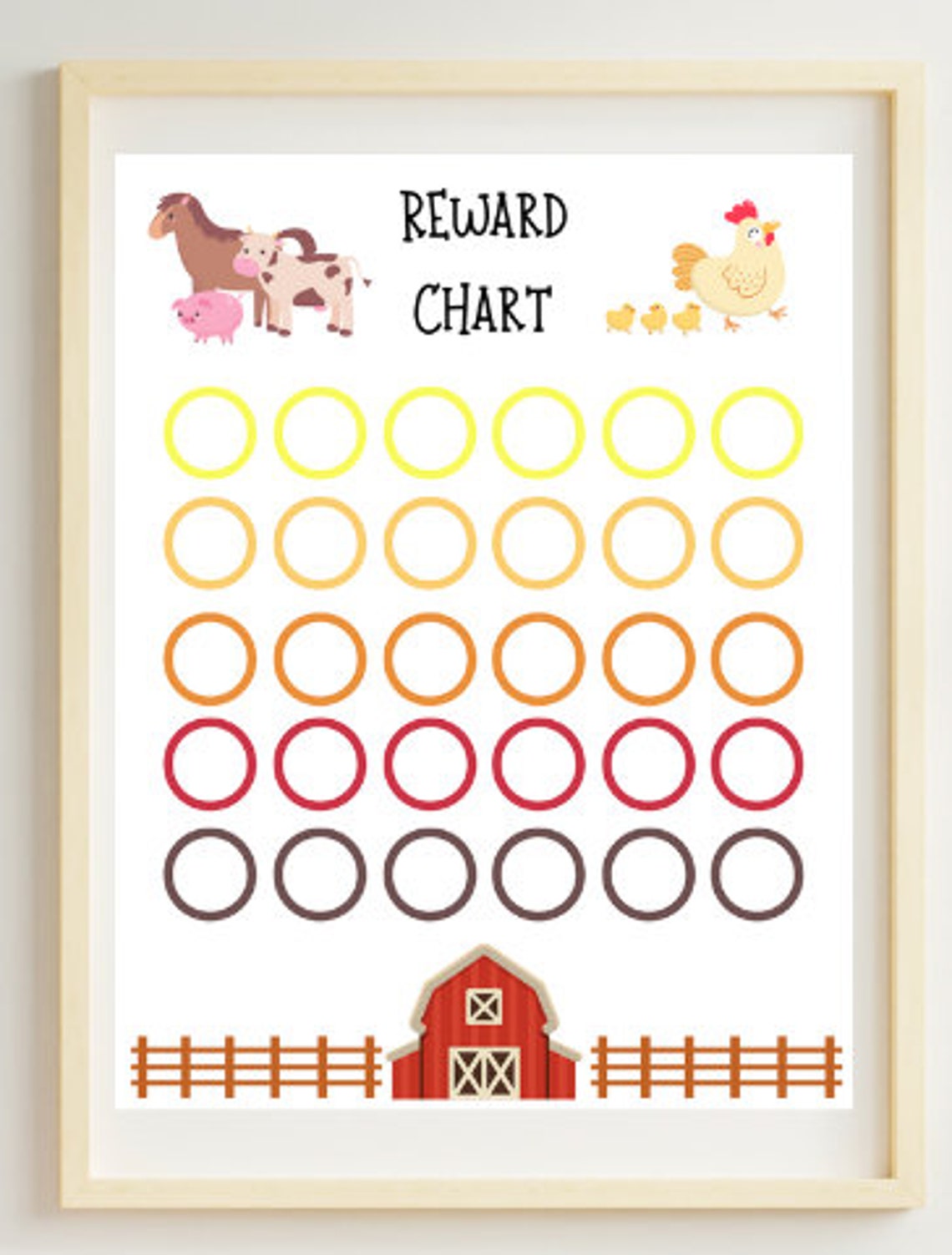 Printable Farm Animal Reward Chart, Farm Animal Sticker Chart, Kids