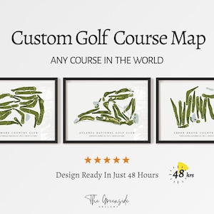 Custom Golf Course Map - Any Course In The World | Custom Golf Gift, Golf Print, Golf Art, Golf Decor, Office Decor