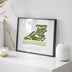 Pacific Dunes, Oregon - Golf Course Map | Golf Gift, Golf Print, Golf Art, Golf Decor, Office Decor