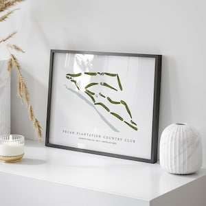 Pecan Plantation Country Club, Texas - Golf Course Map | Golf Gift, Golf Print, Golf Art, Golf Decor, Office Decor