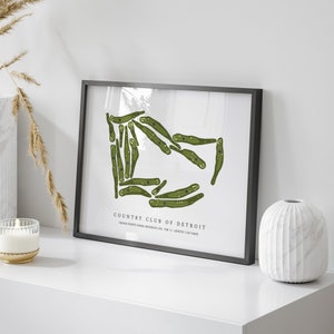 Country Club of Detroit, Michigan - Golf Course Map | Golf Gift, Golf Print, Golf Art, Golf Decor, Office Decor