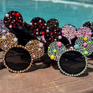 Rhinestone and Pearl Mouse Ear Fashion Sunglasses