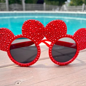 Red Rhinestone Mouse Ear Fashion Sunglasses