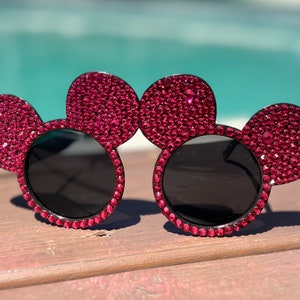 Dark Hot Pink Sparkle Mouse Ear Fashion Sunglasses