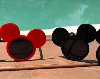 Adult Mouse Ear Iridescent Glitter Fashion Sunglasses