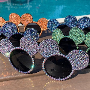 Colored Rhinestone Mouse Ear Fashion Sunglasses