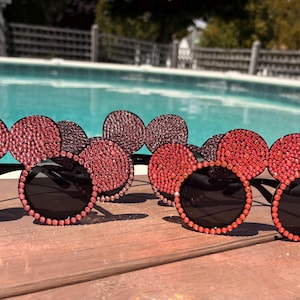 Pink Rhinestone Mouse Ear Fashion Sunglasses