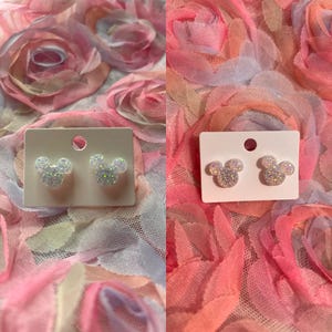 Solar Glitter Mouse Head Stud Earrings