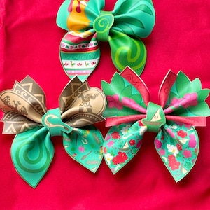 Polynesian Princess Faux Leather Bow Clips