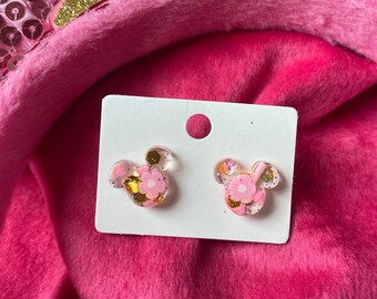 Pink Princess Mouse Studs