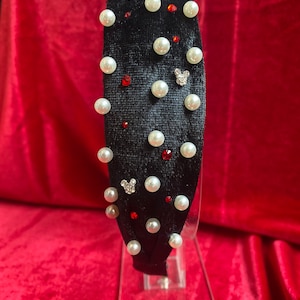 Knotted Black Velvet Mouse Headband