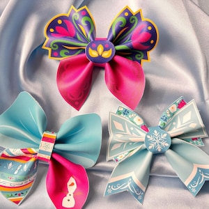 Ice Princess Faux Leather Bow Clips