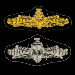 US Surface Navy Officers Hand Embroidered New Gold Or Silver Bullion Badges