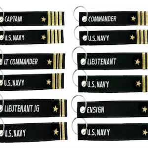 New US Navy Line Officers Ranks Key Chains, Collectors Gift Item, Luggage Tags. Rank Sign & Name