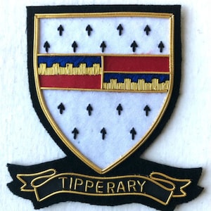 New Hand Embroidered Irish - Ireland County &quot;TIPPERARY&quot; Badge - Collectors & Heritage Item to Have