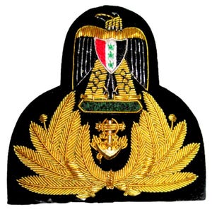 Iraqi Navy Officers Uniform Hat / Cap Badge New Hand Embroidered. Excellent 3 D Quality
